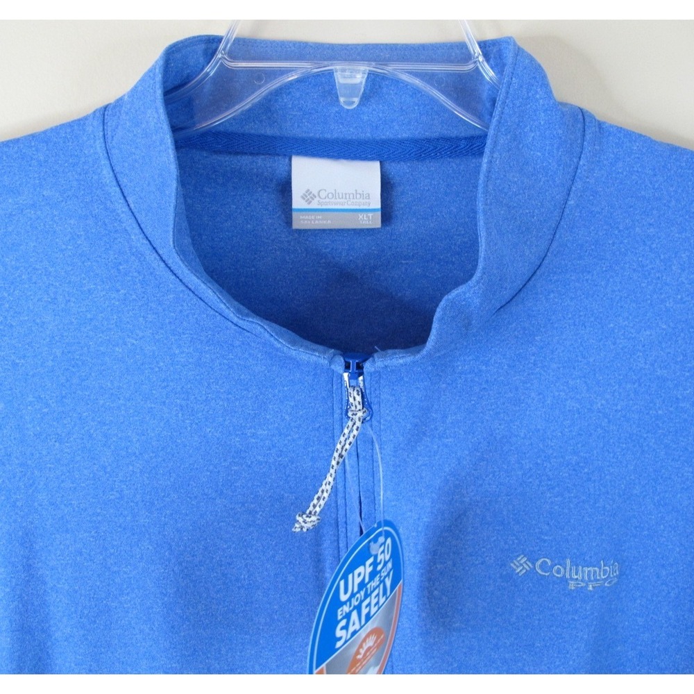 Columbia PFG Slack Tide 1/4 Zip Long Sleeve Pullover Men's XLT Tall Blue Stretch